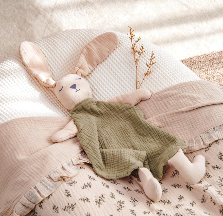 Muslin Bunny Baby Security Blanket with Breathable Fabric