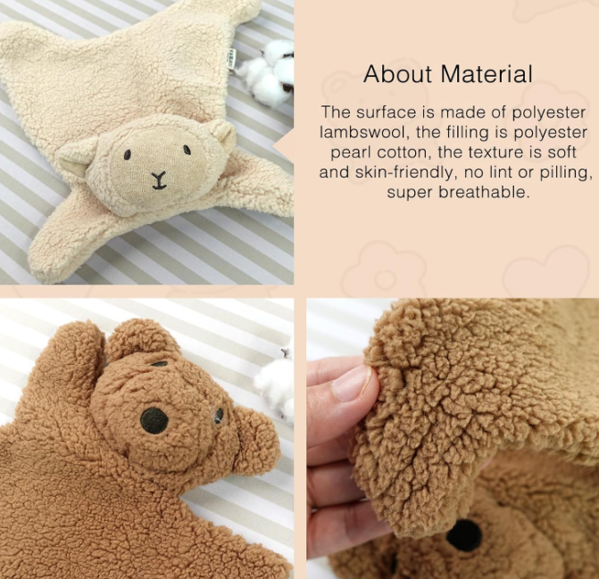 Bear and Lamb Baby Security Blanket with Stuffed Animal - Image 2
