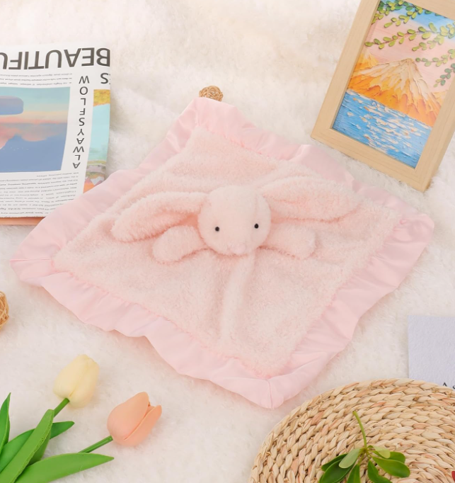 Pink Bunny Rabbit Security Blanket with Plush Toy - Image 2