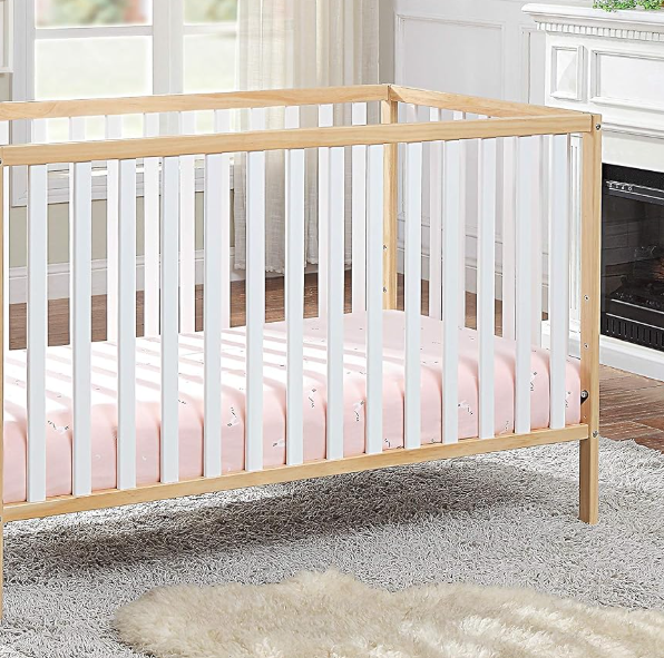 Convertible Baby Crib, Natural and White Finish - Image 2