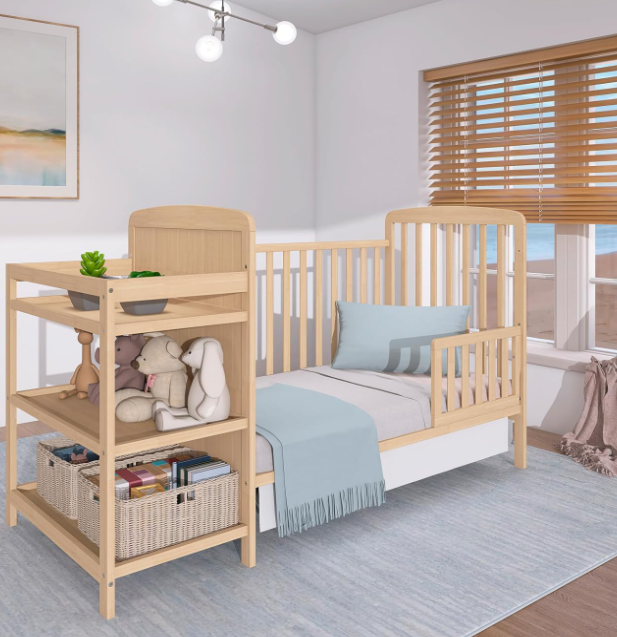 Convertible Baby Crib with Changing Station and Storage - Image 2