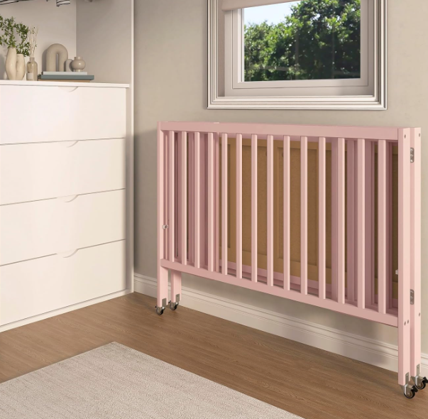 Portable Full-Size Baby Crib with Foldable Frame and Wheels - Image 2