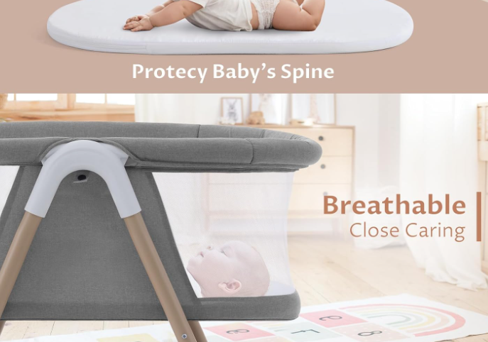 Portable Baby Bassinet with Wheels and Storage - Image 2