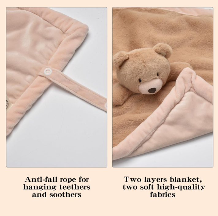 Baby Bear Security Blanket with Soft Stuffed Animal - Image 2