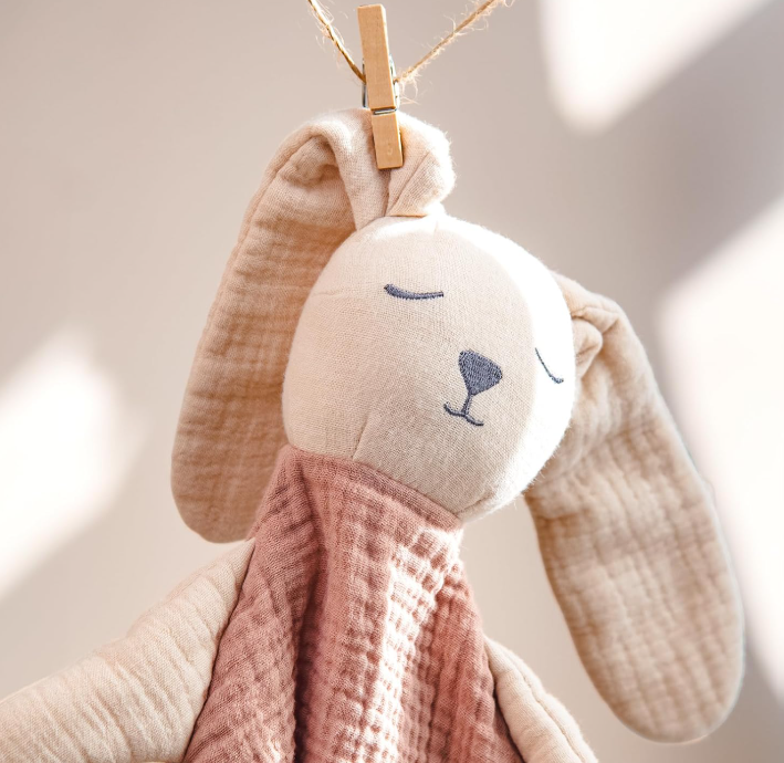 Muslin Bunny Security Blanket for Baby Self-Soothing