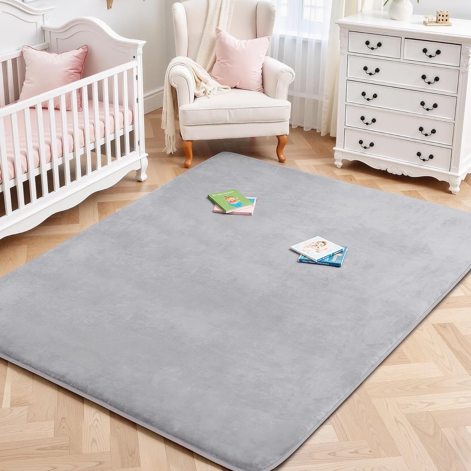 Large Baby Play Mat for Floor, Thick Playmat, Non Slip Rug, Grey