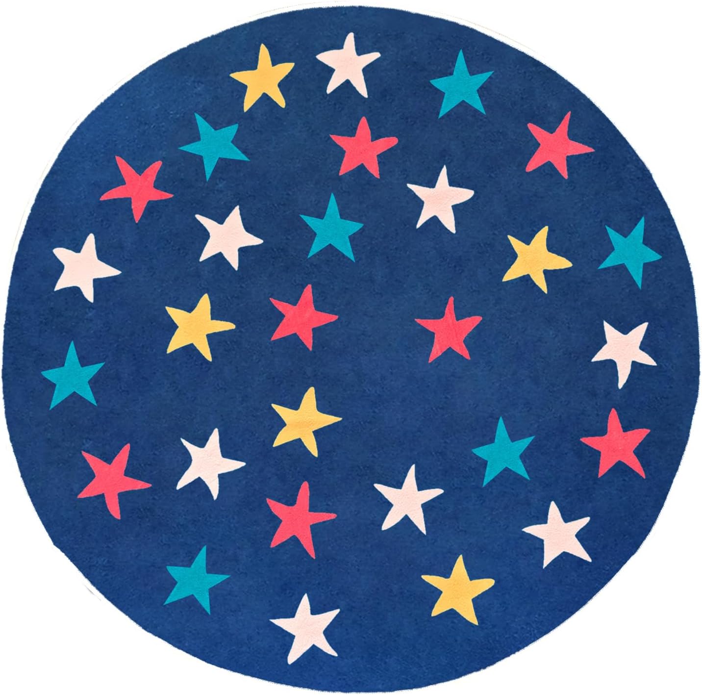 Stars Round Rug, Starry Sky Stars Area Rug Soft Durable Washable for Nursery Playroom Classroom, Kids Area Rug, Large Non-Slip Baby Crawling Floor Mat, Blue Round - Image 2