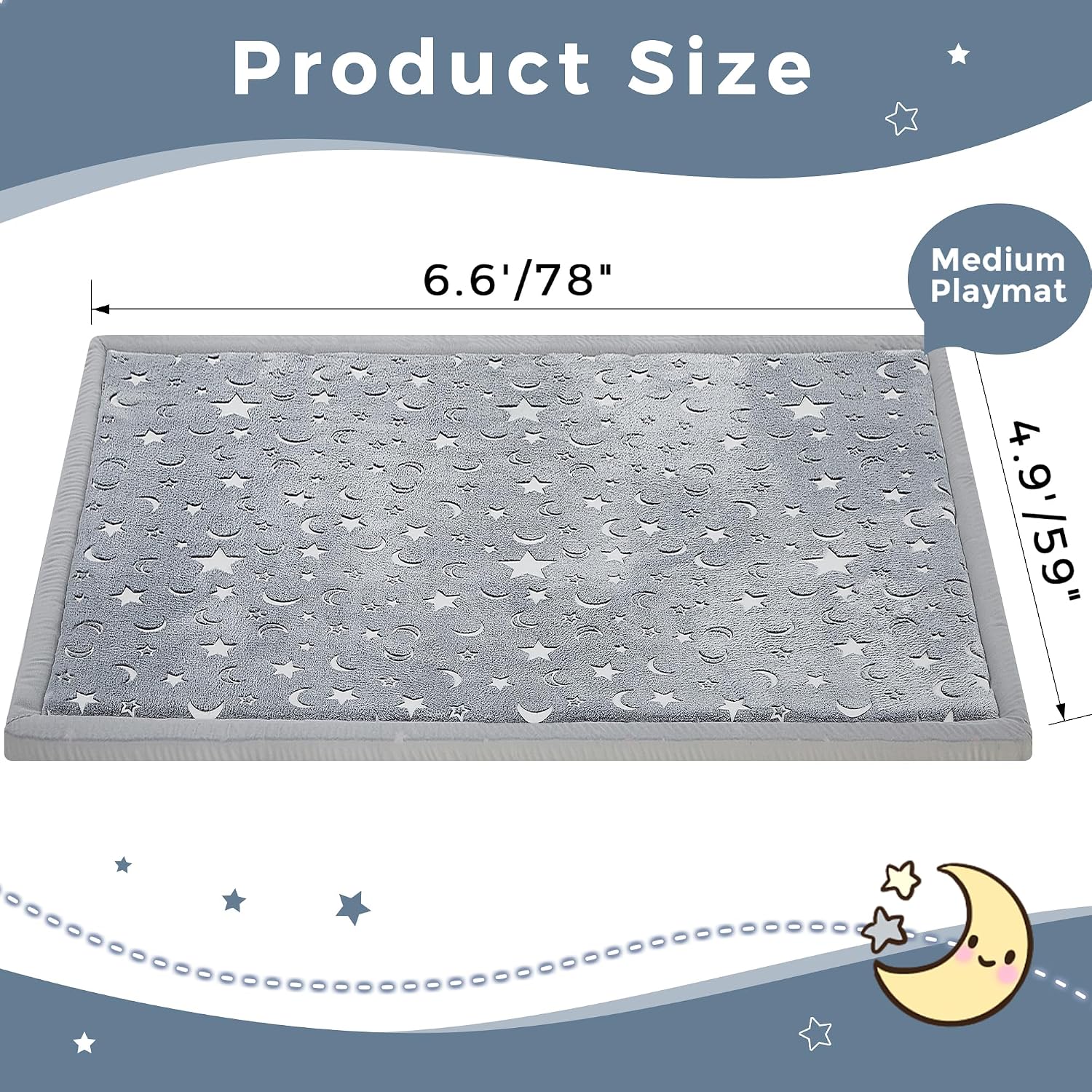 Play Mat, Thick Memory Foam Soft Padded Carpet with Non-Slip Backing, Tatami Rug Living Room for Kids Toddler Children Nursery - Image 2